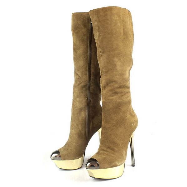 2011 Fashion Gianmarco Lorenzi Tall Boots Suede Kahki