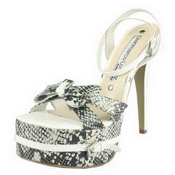 Gianmarco Lorenzi Python Print Bowknot Sandals White