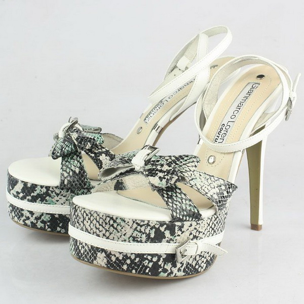 Gianmarco Lorenzi Python Print Bowknot Sandals White