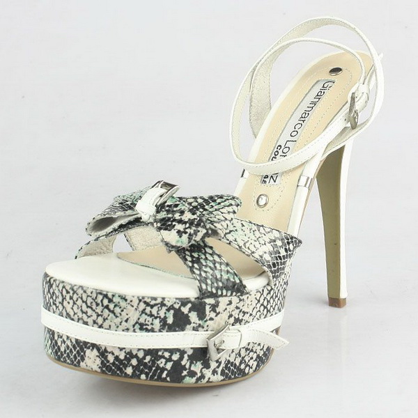 Gianmarco Lorenzi Python Print Bowknot Sandals White