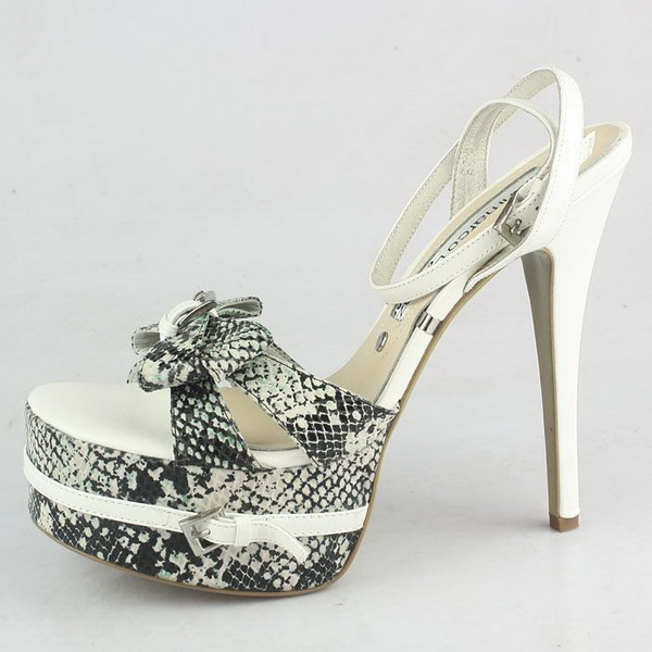 Gianmarco Lorenzi Python Print Bowknot Sandals White