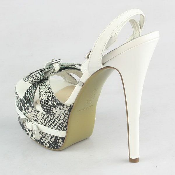 Gianmarco Lorenzi Python Print Bowknot Sandals White