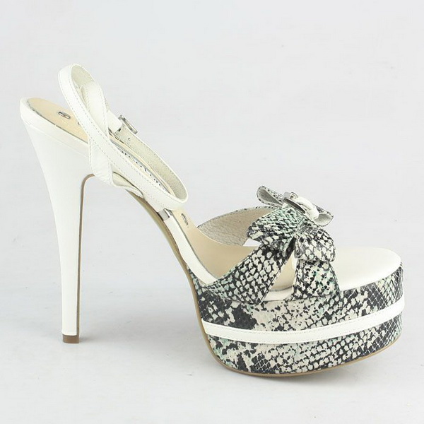 Gianmarco Lorenzi Python Print Bowknot Sandals White