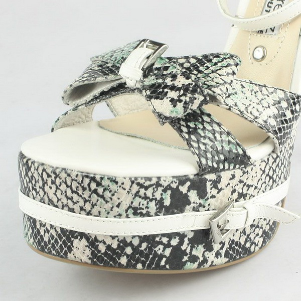 Gianmarco Lorenzi Python Print Bowknot Sandals White