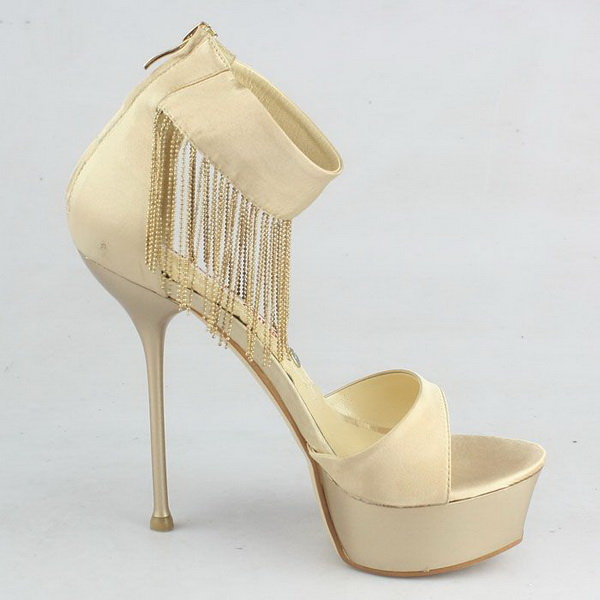 Gianmarco Lorenzi Open toe Platform Sandal Tassel Apricot