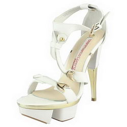 Gianmarco Lorenzi Cutout Platform Sandals Golden Heels White