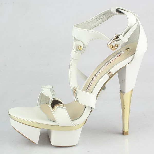 Gianmarco Lorenzi Cutout Platform Sandals Golden Heels White