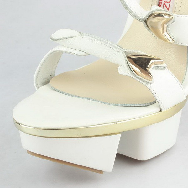 Gianmarco Lorenzi Cutout Platform Sandals Golden Heels White