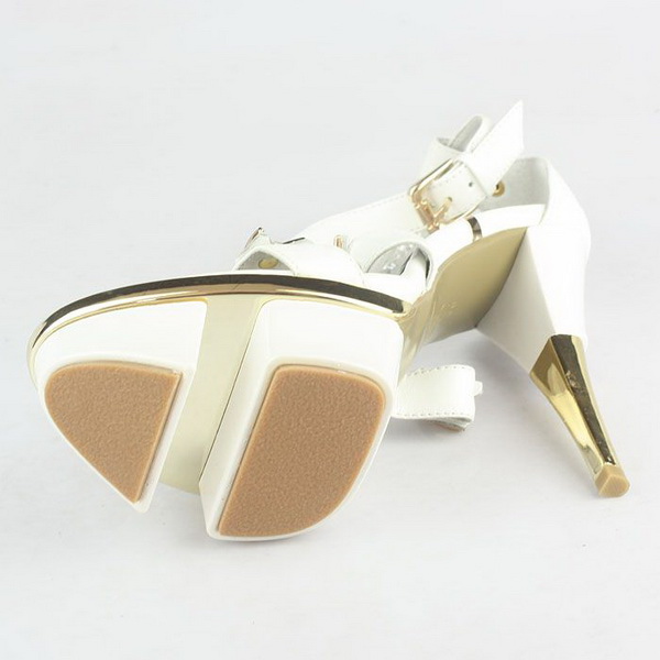 Gianmarco Lorenzi Cutout Platform Sandals Golden Heels White