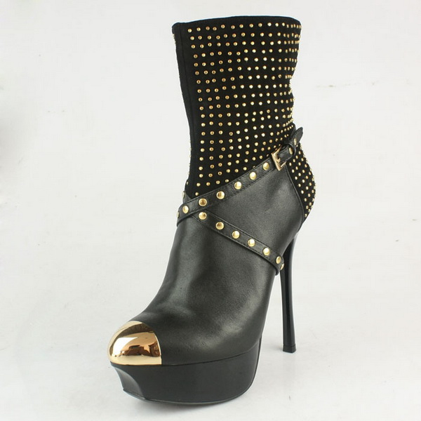 Gianmarco Lorenzi Studded Ankle Boots Sheepskin Black