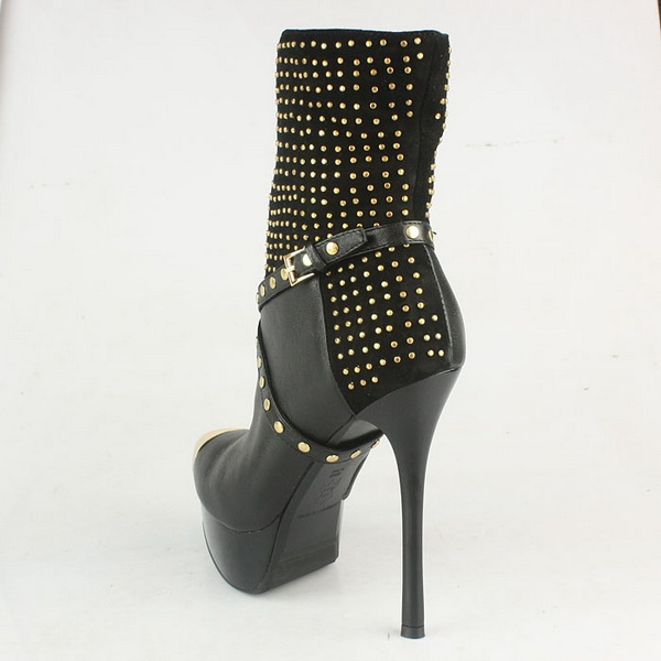 Gianmarco Lorenzi Studded Ankle Boots Sheepskin Black