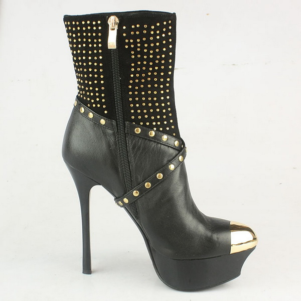 Gianmarco Lorenzi Studded Ankle Boots Sheepskin Black