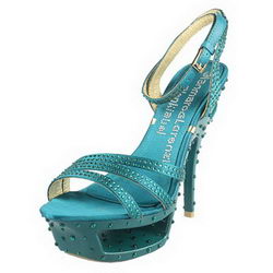 Gianmarco Lorenzi Open Toe Platform Sandals Satin Green