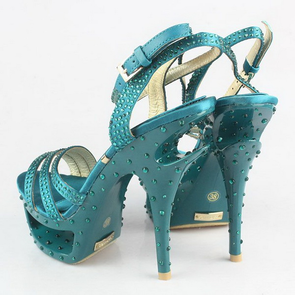 Gianmarco Lorenzi Open Toe Platform Sandals Satin Green