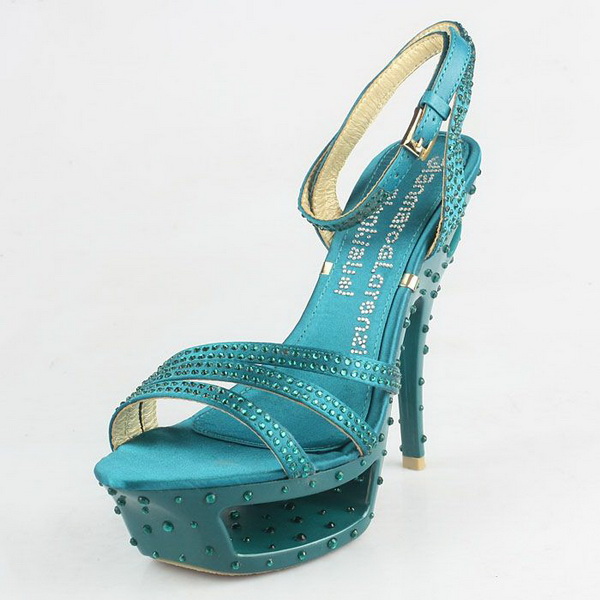 Gianmarco Lorenzi Open Toe Platform Sandals Satin Green