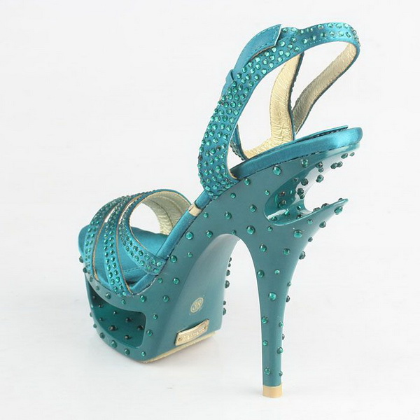 Gianmarco Lorenzi Open Toe Platform Sandals Satin Green