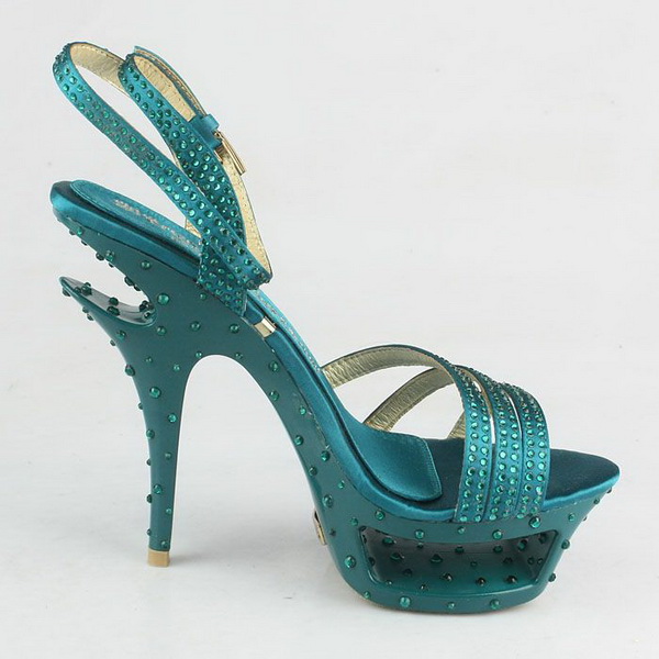 Gianmarco Lorenzi Open Toe Platform Sandals Satin Green