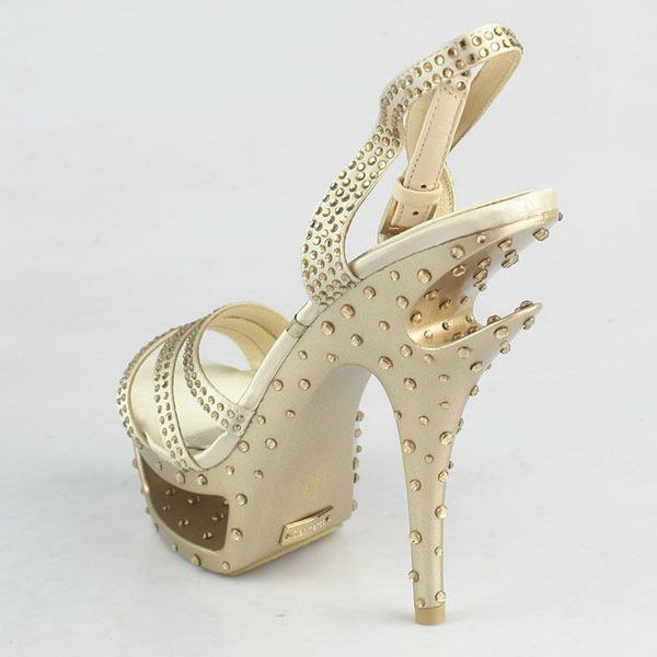 Gianmarco Lorenzi Open Toe Platform Sandals Satin Apricot