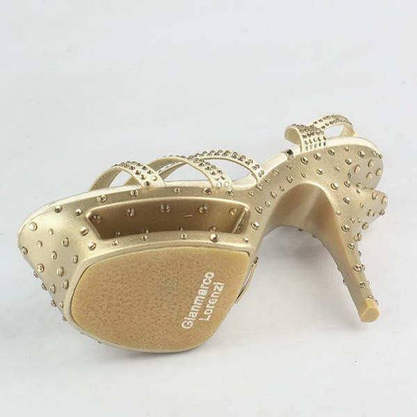 Gianmarco Lorenzi Open Toe Platform Sandals Satin Apricot