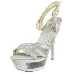 Gianmarco Lorenzi Open Toe Platform Sandals Satin Grey