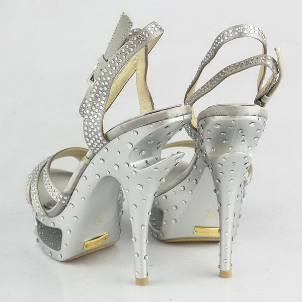 Gianmarco Lorenzi Open Toe Platform Sandals Satin Grey