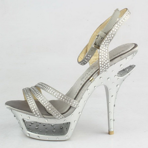 Gianmarco Lorenzi Open Toe Platform Sandals Satin Grey