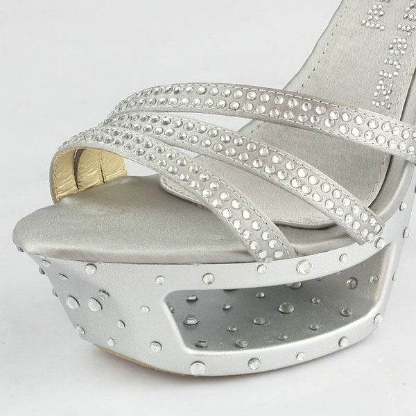 Gianmarco Lorenzi Open Toe Platform Sandals Satin Grey