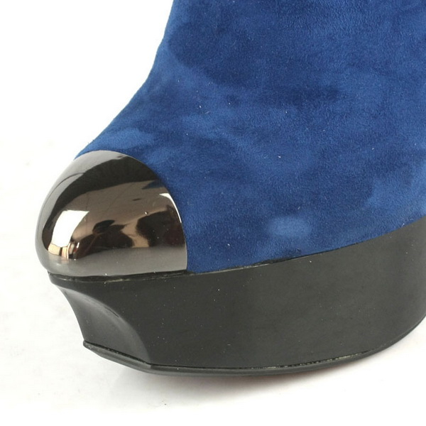 Gianmarco Lorenzi Studded Tall Boots Suede Dark Blue