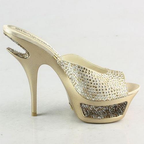 Gianmarco Lorenzi Apricot Rhinestone Cut-Out Platform