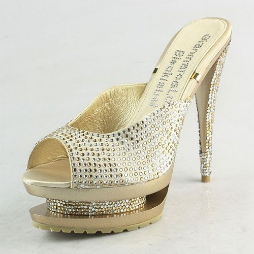 Gianmarco Lorenzi Apricot Rhinestone Embellished Open Toe sandals