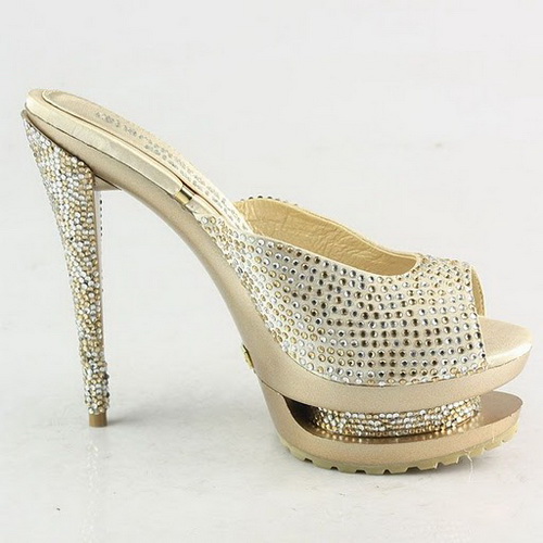 Gianmarco Lorenzi Apricot Rhinestone Embellished Open Toe sandals