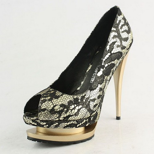 Gianmarco Lorenzi Black Lace Peep Pumps