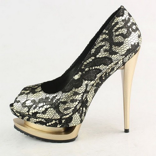 Gianmarco Lorenzi Black Lace Peep Pumps