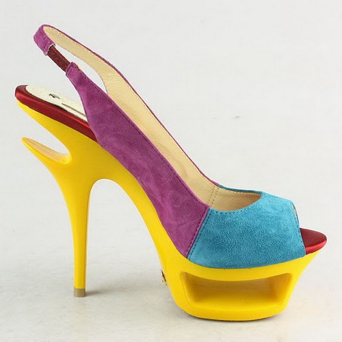 Gianmarco Lorenzi Multicolor Suede Slingback Pumps