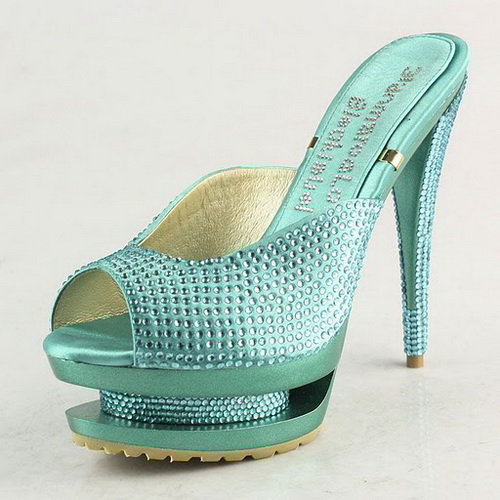 Gianmarco Lorenzi Green Rhinestone Embellished Open Toe sandals