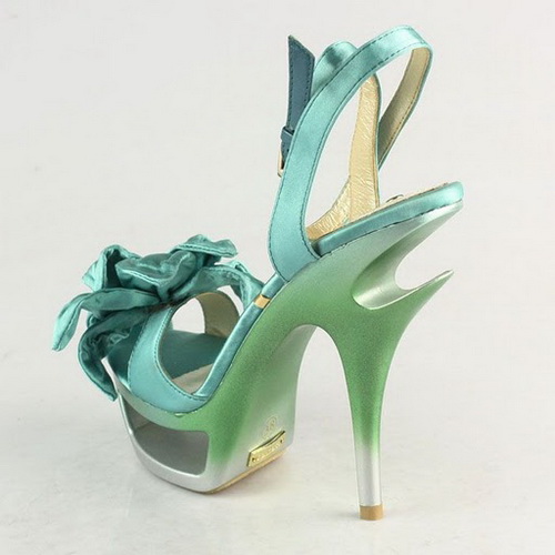 Gianmarco Lorenzi Green Satin Flower Sandals