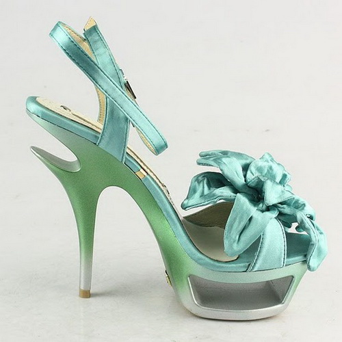 Gianmarco Lorenzi Green Satin Flower Sandals