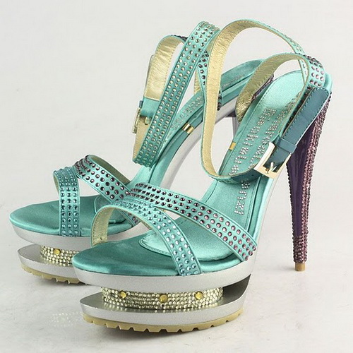 Gianmarco Lorenzi Green Satin-Multicolor Crystal Sandals