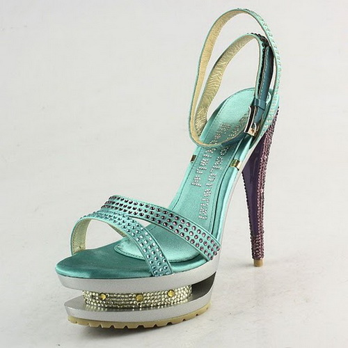 Gianmarco Lorenzi Green Satin-Multicolor Crystal Sandals