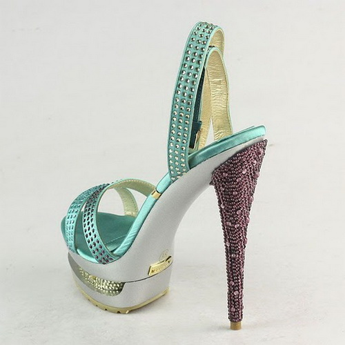 Gianmarco Lorenzi Green Satin-Multicolor Crystal Sandals