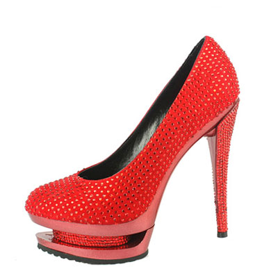 Gianmarco Lorenzi Red Rhinestone Embellished Pumps