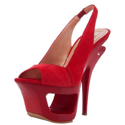 Gianmarco Lorenzi Suede Cutout Platform Heels Red