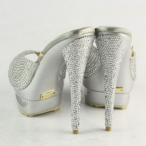 Gianmarco Lorenzi Silver Rhinestone Embellished Open Toe sandals