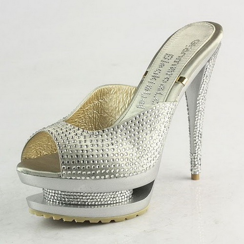 Gianmarco Lorenzi Silver Rhinestone Embellished Open Toe sandals