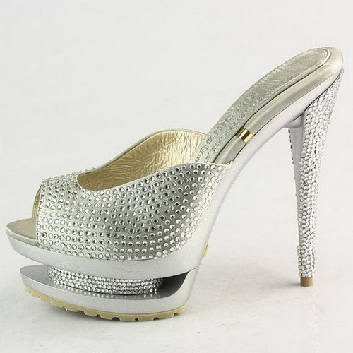 Gianmarco Lorenzi Silver Rhinestone Embellished Open Toe sandals