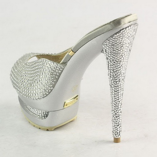 Gianmarco Lorenzi Silver Rhinestone Embellished Open Toe sandals