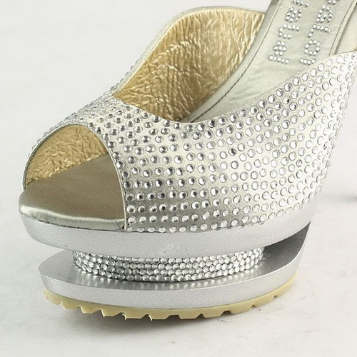 Gianmarco Lorenzi Silver Rhinestone Embellished Open Toe sandals