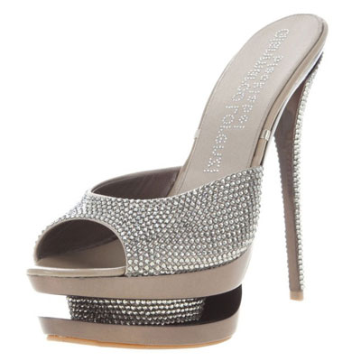 Gianmarco Lorenzi Silver Rhinestone Open Toe sandals