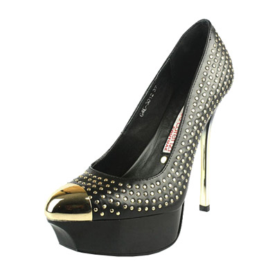 Giuseppe Lorenzi Gold Studs High Heel Pumps