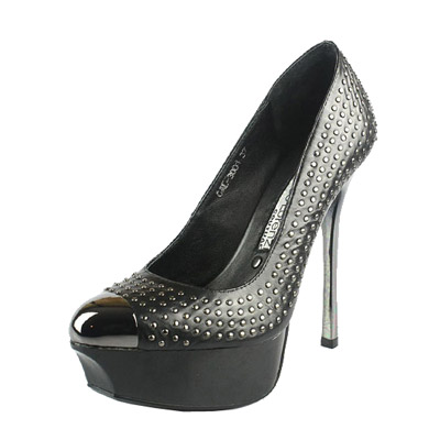 Giuseppe Lorenzi Siver Studs High Heel Pumps